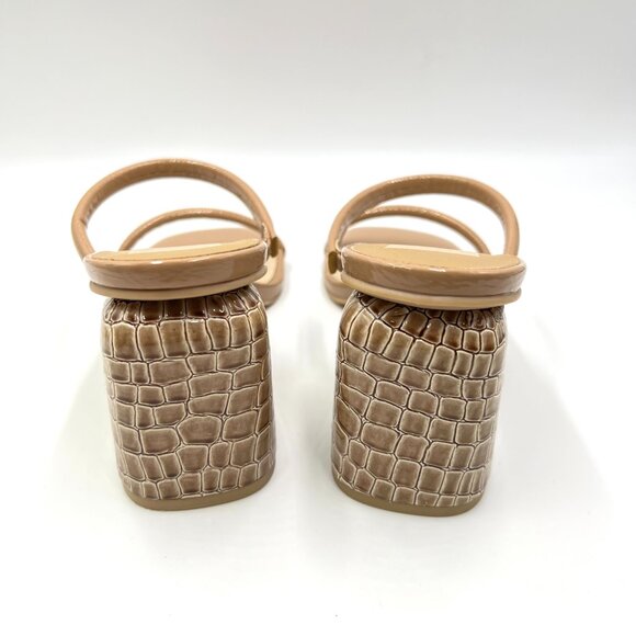 Dolce Vita Womens Size 8.5 Brown Croc Gator Heel Minimalist Sandals Heels - Picture 7 of 14